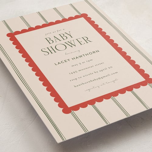 This is a taupe baby shower invitations with standard by Ashlee Townsend called prep room printing on signature in standard
