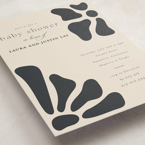 This is a charcoal baby shower invitations with standard by Joyce Pinheiro called modern bloom printing on signature in standard