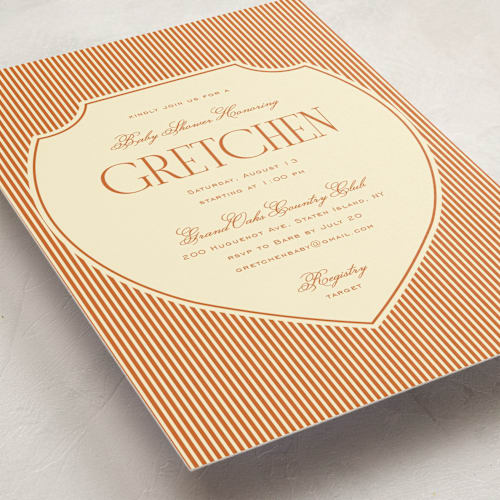 This is a citrus baby shower invitations with standard by Ashlee Townsend called the club crest printing on signature in standard