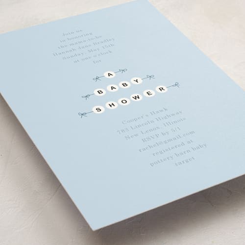 This is a aqua baby shower invitations with standard by Baumbirdy called mom era printing on signature in standard