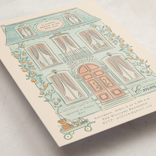 This is a ciel baby shower invitations with standard by Sabrin Deirani called maison de rêves printing on signature in standard