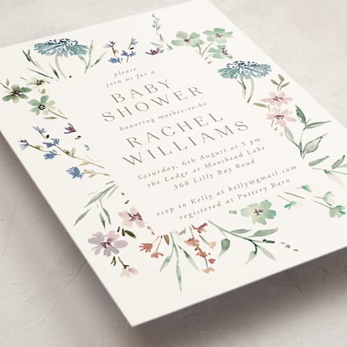 This is a moonshine baby shower invitations with standard by Petra Kern called gentle wildflower printing on signature in standard