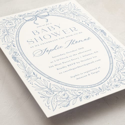 This is a sky baby shower invitations with standard by Kristen Smith called parisian garden printing on signature in standard