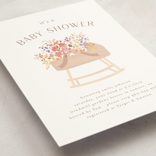 This is a autumn baby shower invitations with standard by Itsy Belle Studio called baby basket printing on signature in standard
