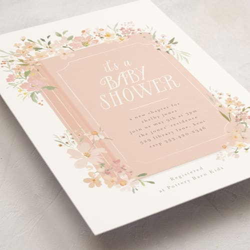 This is a carnation baby shower invitations with standard by Itsy Belle Studio called storybook printing on signature in standard