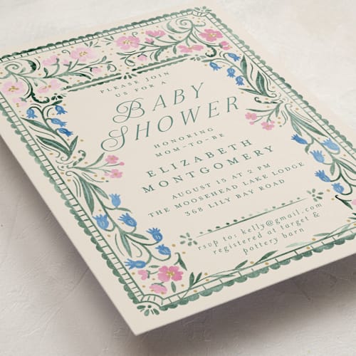 This is a evergreen baby shower invitations with standard by Petra Kern called book cover printing on signature in standard