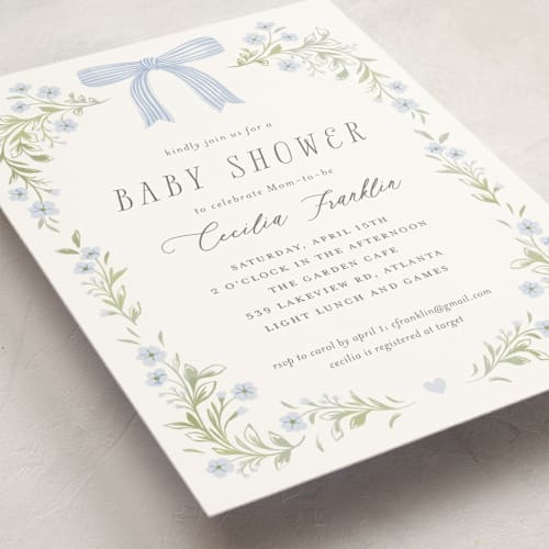 This is a sky baby shower invitations with standard by Paper Raven Co. called dainty garden printing on signature in standard
