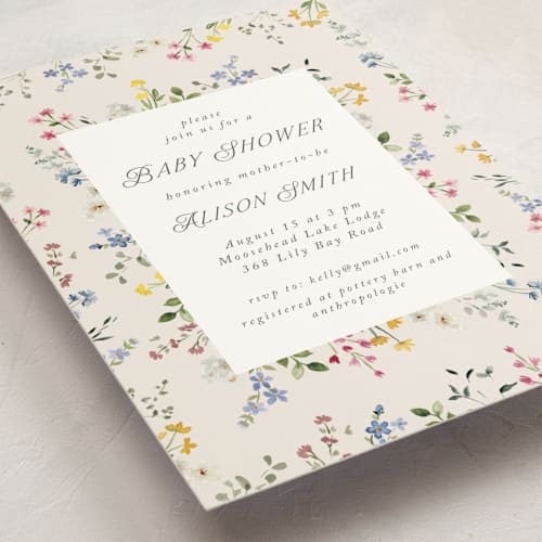 This is a meadow baby shower invitations with standard by Petra Kern called belle printing on signature in standard