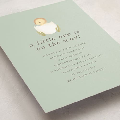 This is a sage baby shower invitations with standard by Itsy Belle Studio called lil duck printing on signature in standard