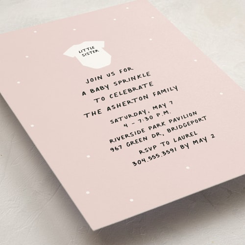 This is a cotton candy baby shower invitations with standard by Lea Delaveris called little sibling printing on signature in standard