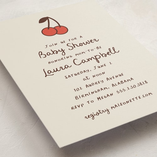 This is a sundae baby shower invitations with standard by Megan Davis called cherry on top printing on signature in standard