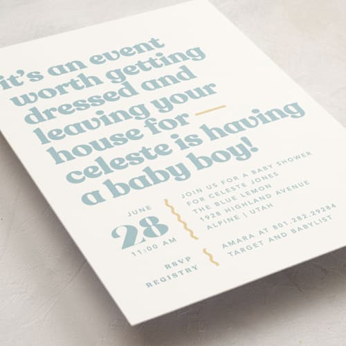 This is a ocean baby shower invitations with standard by Robert and Stella called it's an event printing on signature in standard