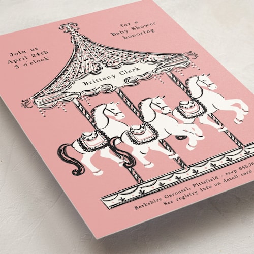 This is a cotton candy baby shower invitations with standard by Gwen Bedat called round and round printing on signature in standard