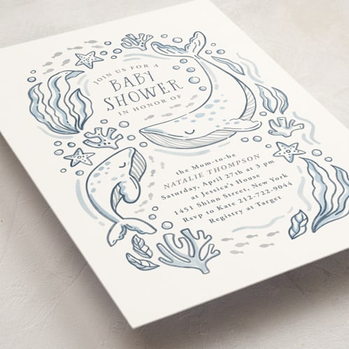 This is a ocean baby shower invitations with standard by Monika Torun called ocean love printing on signature in standard