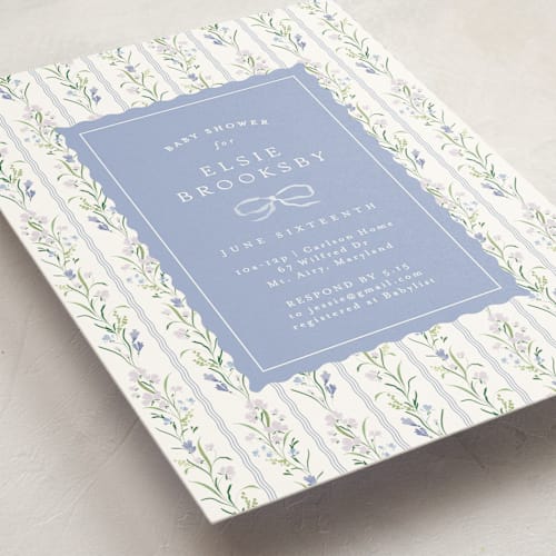 This is a lavender baby shower invitations with standard by Erin L. Wilson called dorothy printing on signature in standard