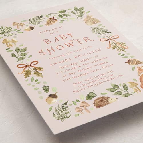 This is a carrot baby shower invitations with standard by frau brandt called forest baby shower printing on signature in standard