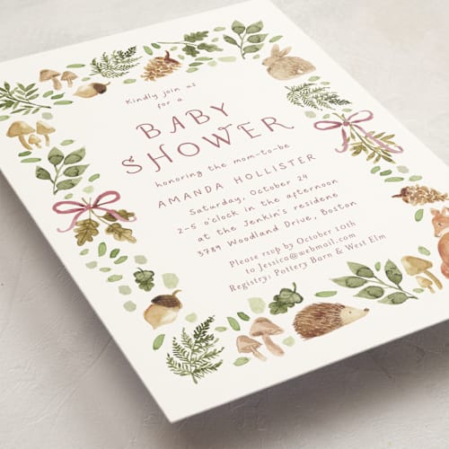 This is a cotton baby shower invitations with standard by frau brandt called forest baby shower printing on signature in standard