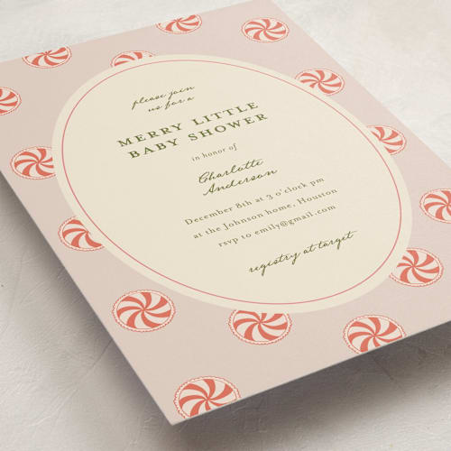 This is a peppermint baby shower invitations with standard by Stephanie Heinrich Godbout called peppermint printing on signature in standard