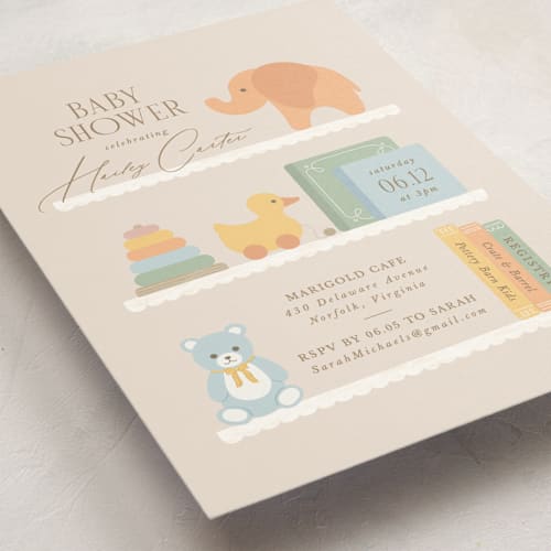This is a linen baby shower invitations with standard by Brandy Folse called charming nursery printing on signature in standard