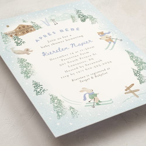 This is a frost baby shower invitations with standard by Jennifer Wick called apres bebe printing on signature in standard