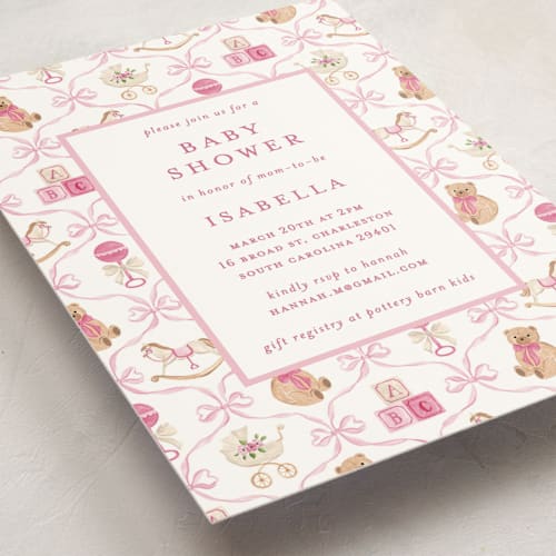 This is a sakura baby shower invitations with standard by Sarah Knight called tied with a bow printing on signature in standard