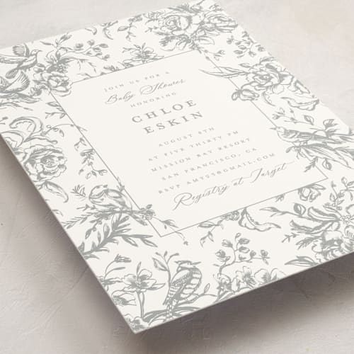 This is a moon baby shower invitations with standard by Teju Reval called dreamy toile printing on signature in standard