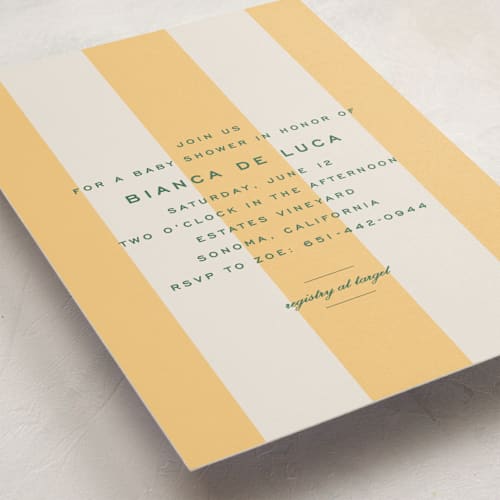 This is a sorbetto baby shower invitations with standard by Megan Davis called campania printing on signature in standard