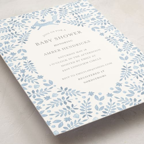 This is a denim baby shower invitations with standard by Hallie Fischer called foxy baby shower printing on signature in standard