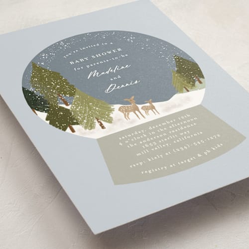 This is a fog baby shower invitations with standard by Devika Keskar called snowglobe shower printing on signature in standard