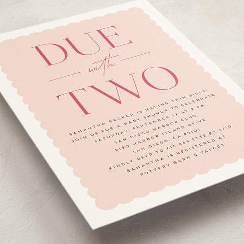 This is a carnation baby shower invitations with standard by Erica Krystek called due with two printing on signature in standard