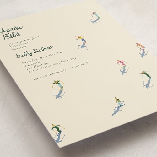 This is a candy baby shower invitations with standard by Ellen Schlegelmilch called apres bebe printing on signature in standard