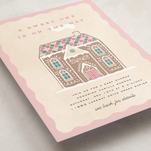 This is a cotton candy baby shower invitations with standard by Pixel and Hank called holiday greetings printing on signature in standard