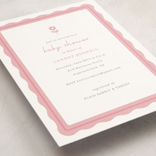 This is a petal baby shower invitations with standard by Sara Hicks Malone called flora belle printing on signature in standard