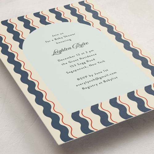 This is a lagoon baby shower invitations with standard by Nicoletta Savod called bijou printing on signature in standard