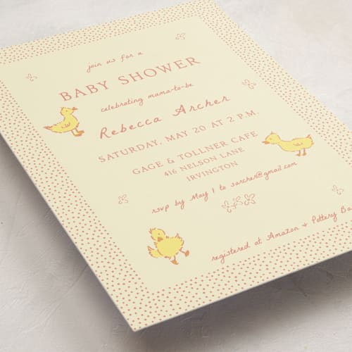 This is a rosy baby shower invitations with standard by Sarah Rosenthal called sweet peeps printing on signature in standard