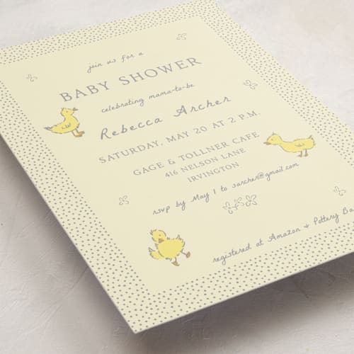 This is a dove baby shower invitations with standard by Sarah Rosenthal called sweet peeps printing on signature in standard