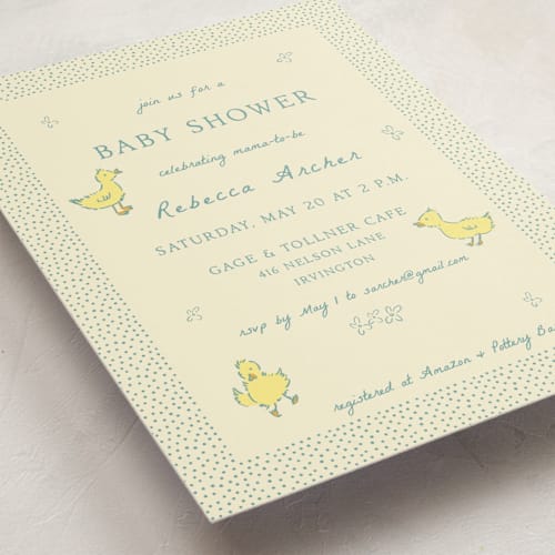 This is a sprout baby shower invitations with standard by Sarah Rosenthal called sweet peeps printing on signature in standard