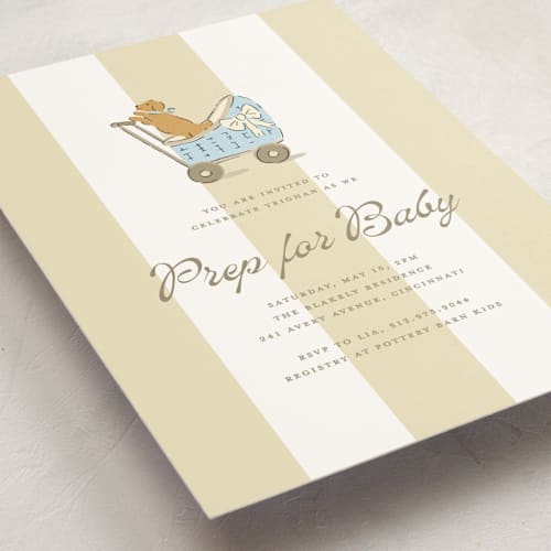 This is a marigold baby shower invitations with standard by Susan Zinader called preppy pup printing on signature in standard