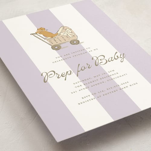 This is a raisin baby shower invitations with standard by Susan Zinader called preppy pup printing on signature in standard