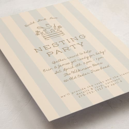 This is a moon baby shower invitations with standard by Leia Matt called nesting toolbox printing on signature in standard
