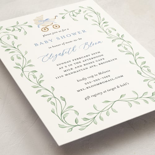 This is a sky baby shower invitations with standard by Sarah Knight called graceful printing on signature in standard