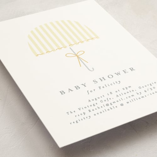 This is a lemon baby shower invitations with standard by Angela Thompson called bow brolly printing on signature in standard