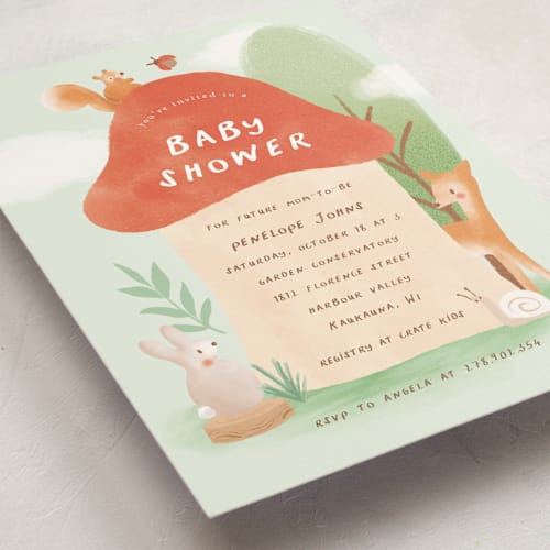 This is a mint baby shower invitations with standard by chocomocacino called tippaleipä printing on signature in standard