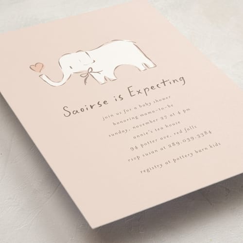 This is a taupe baby shower invitations with standard by chocomocacino called bananella printing on signature in standard