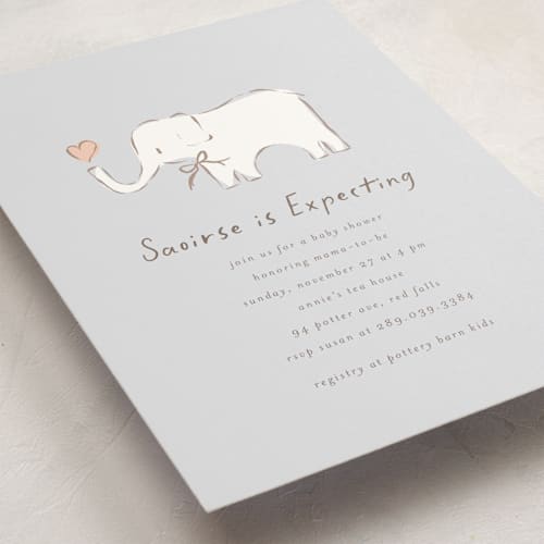 This is a powder blue baby shower invitations with standard by chocomocacino called bananella printing on signature in standard