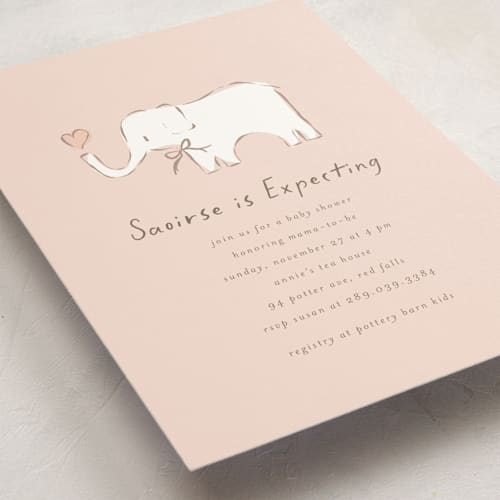 This is a tea rose baby shower invitations with standard by chocomocacino called bananella printing on signature in standard