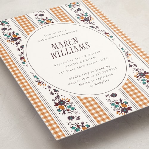 This is a buttercup baby shower invitations with standard by Emily Sabol Goss called pattern mix printing on signature in standard