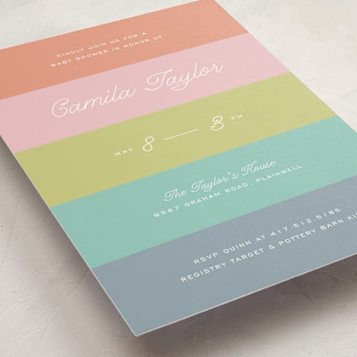 This is a kite baby shower invitations with standard by Pixel and Hank called striped printing on signature in standard