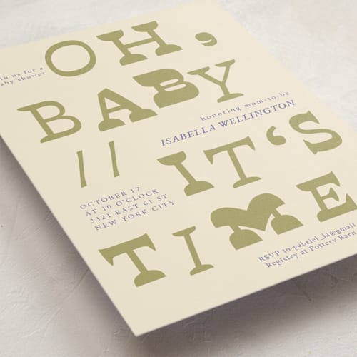 This is a broccoli baby shower invitations with standard by Kartika Paramita called oh baby it's time printing on signature in standard