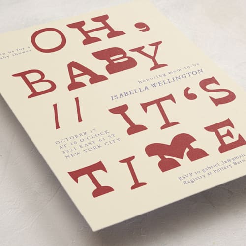 This is a cinnamon baby shower invitations with standard by Kartika Paramita called oh baby it's time printing on signature in standard